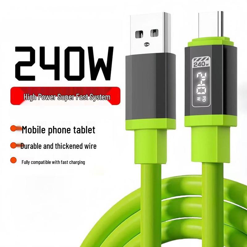 

240W Dual-Type-C Silicone Fast Charging Cable for Apple 15/16 & Huawei Devices