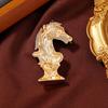 Blucome Horse Chess Brooches For Women Unisex Black Enamel Animal Figure Party Casual Brooch Pin Gifts