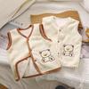 Stylish Children's Fleece-Lined Shawl Vest with Lambswool Embroidery and Snap Buttons - Korean Style Autumn/Winter Outerwear