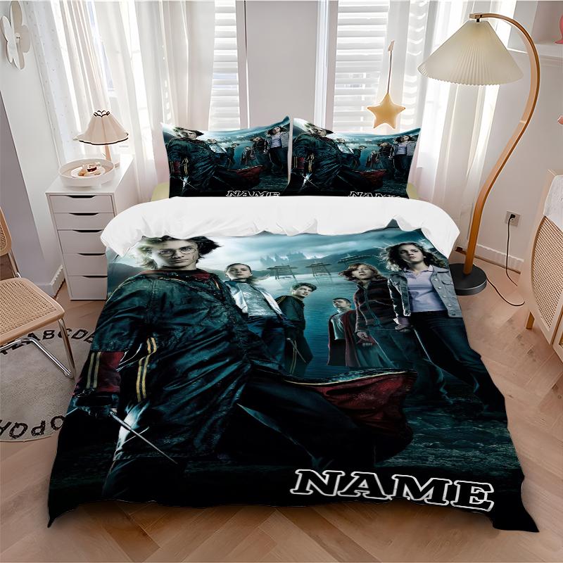 Custom Name Cartoon Harryl Bedding 3 Piece Set HD Print Duvet Cover Pillowcases for Teens Adult Bedroom Decoration