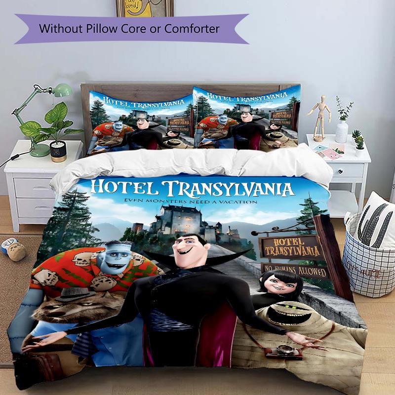Hotel Transylvania Family Print 3Pcs Bedding Setduvet Cover With 2 Bedropillowcase Home Birthday Gift