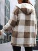 Women's Stylish Plaid Hooded Knitwear Top - Long Sleeve Elegant Autumn Sweater