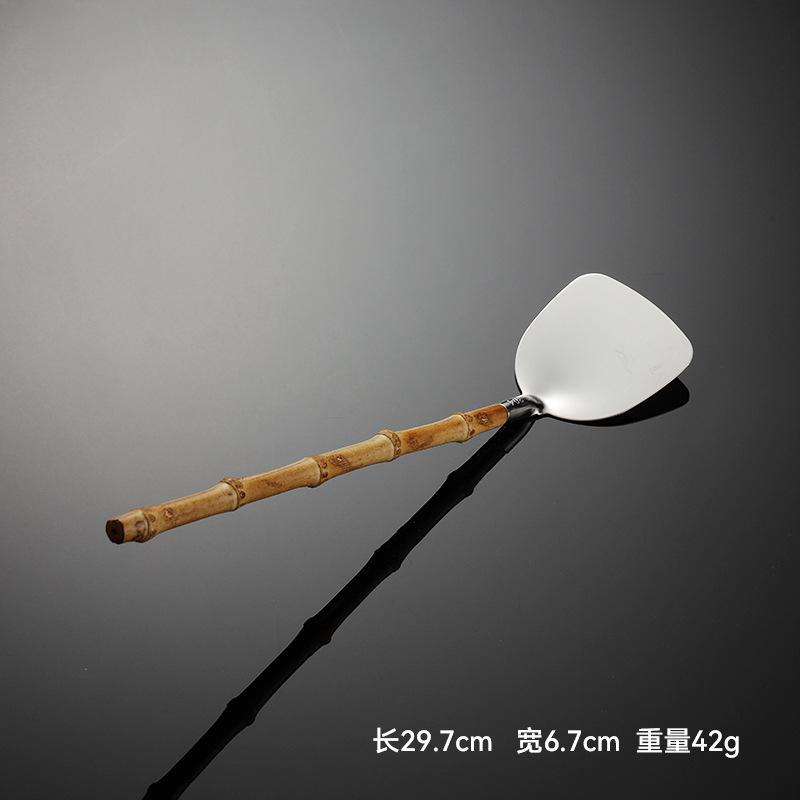 304 Stainless Steel Bamboo and Wood Handle Japanese Soup Shell Colander Mini Shovel Multi-style Mesh Colander Natural Bamboo Joint