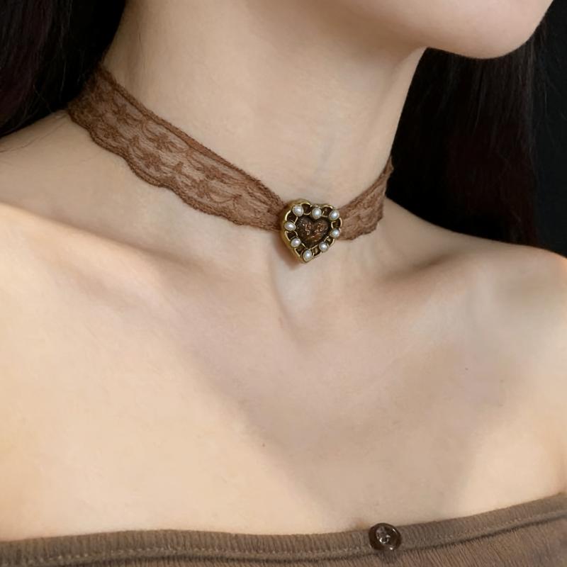 Fashion Sexy Lace Necklace For Women Girls Vintage Lace Collarbone Chain Necklace Neck Jewelry Accessories