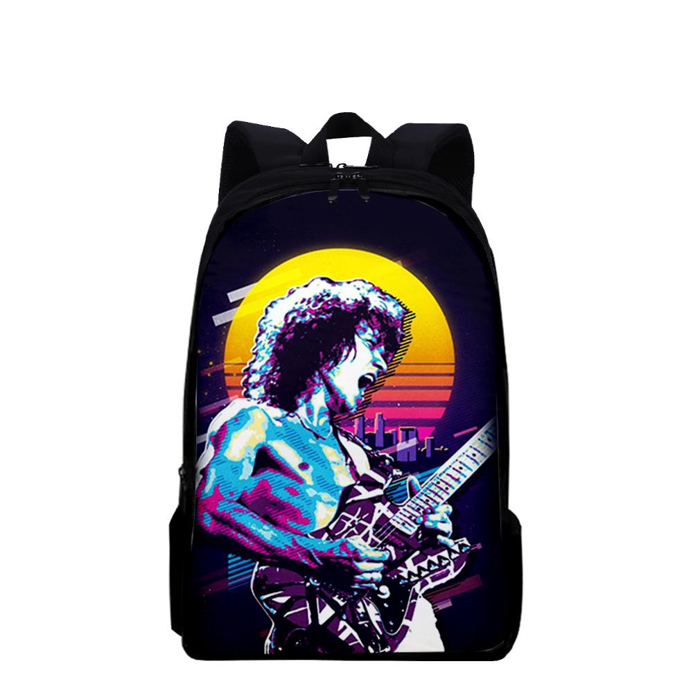 Harajuku Youthful Eddie Van Halen Student School Bags Notebook Backpacks 3D Printed Oxford Waterproof Boys/Girls Travel Bags
