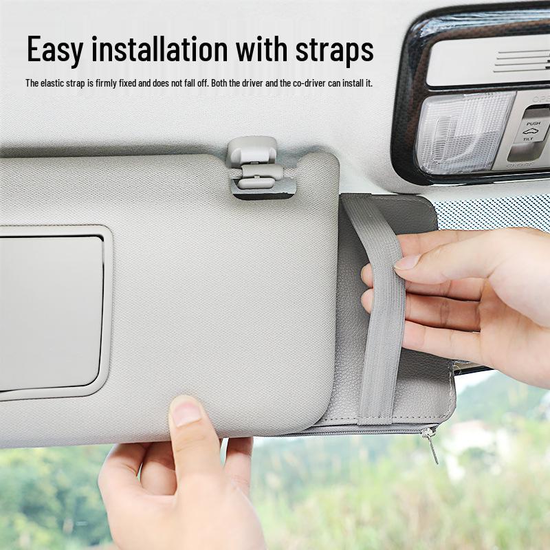 Multi-Functional Car Sun Visor Organizer: Card Holder, License & Receipt Keeper, Cable Storage, Glasses Clip