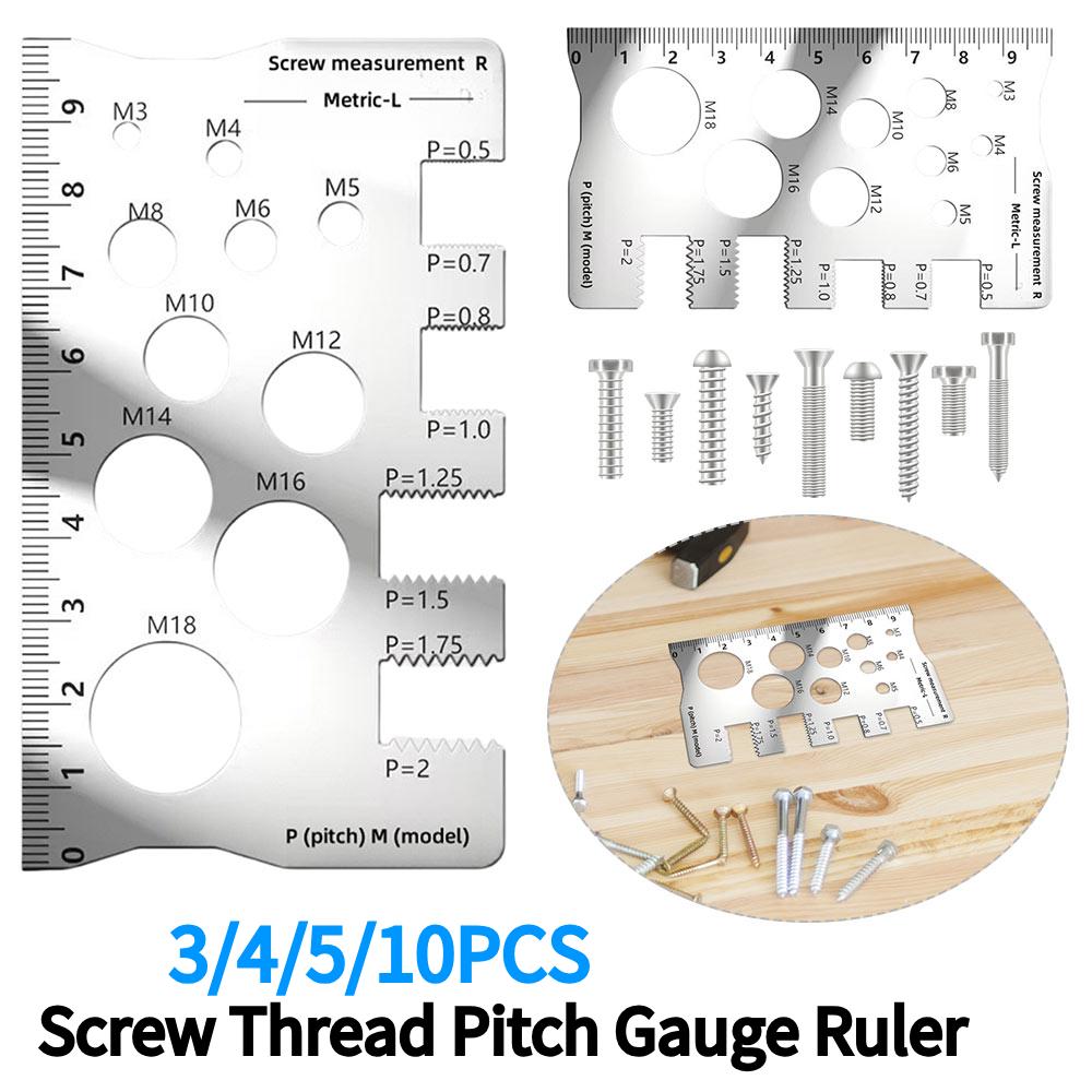 3-10PCS Screw Thread Pitch Gauge Ruler Anti-Slip Industry Standard Pitch Gauge Metric Screw Thread Pitch Gauge for Industry/Home