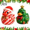 Holiday Home Ornament Set Christmas Duck Figurine, Resin Sculpture for Decor, Cute Desk Decor Desktop Ornaments with Festive Elements Indoor
