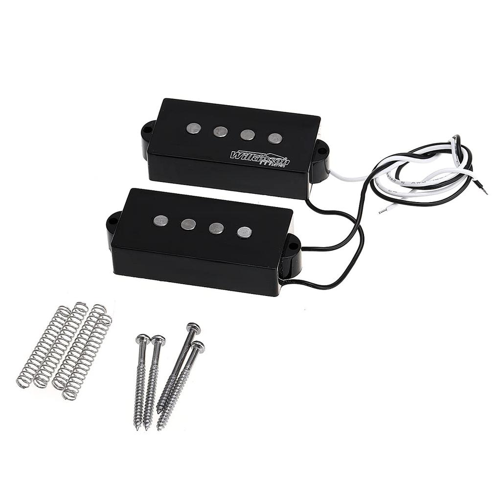 Wilkinson M Series WOPB Variable Gauss Alnico 5 Precision Bass Pickup 4-String PB For Electric Bass Guitar, Black (set of 2)