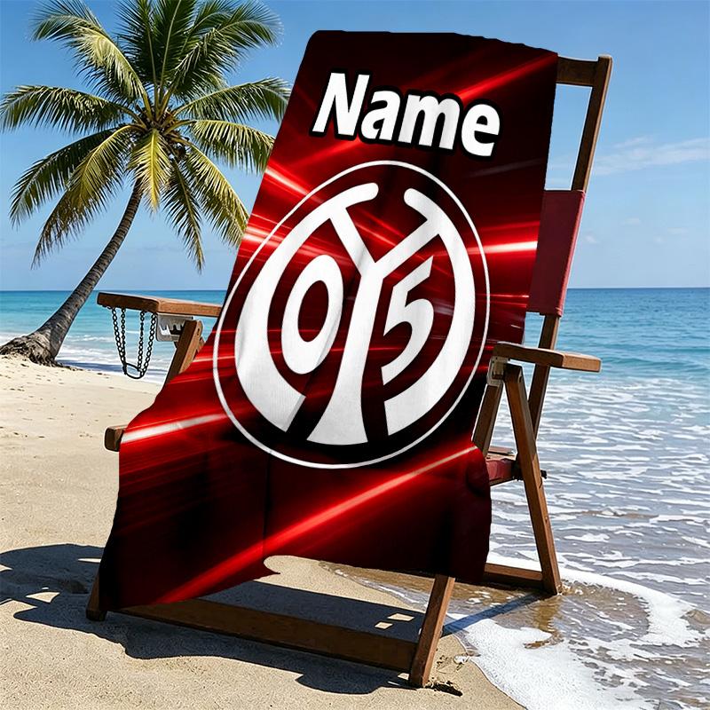 Custom Name Personalized 05 1FSV Mainz 05 Print Beach Towel, for Trip Camping Beach Party Home Decor, Birthday Gift for Family & Friends