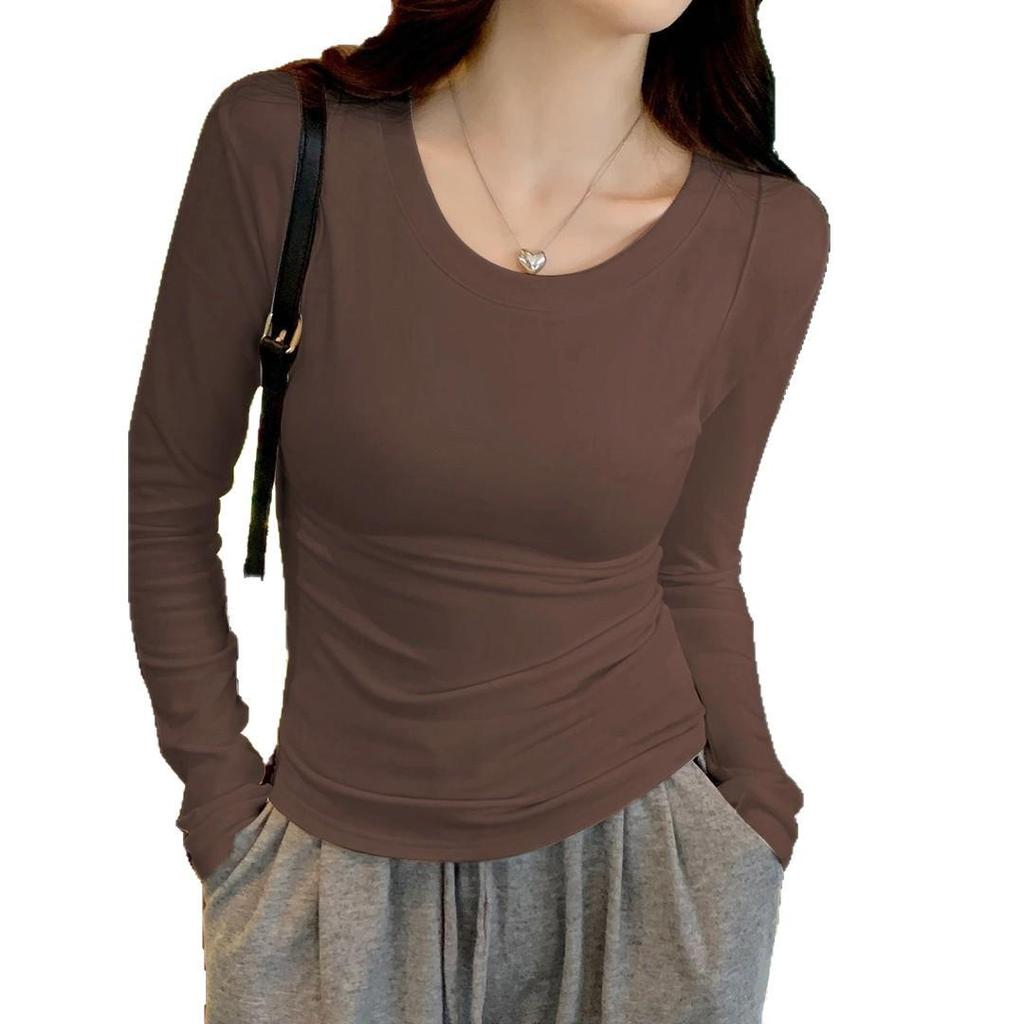95% Baumwolle Übergröße Slim Fit Rundhals Langarm Basisschicht Oberteil für Damen, Frühling/Herbst 2025