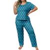 Pigiama da Donna Taglie Forti Set Casual Larghi Top a Maniche Corte e Pantaloni Abbigliamento da Casa