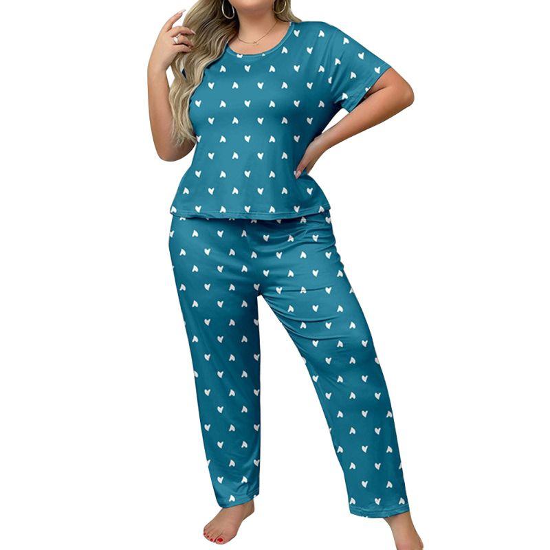 

Женские пижамные комплекты больших размеров, повседневная свободная футболка с коротким рукавом и брюки, домашняя одежда 5XL