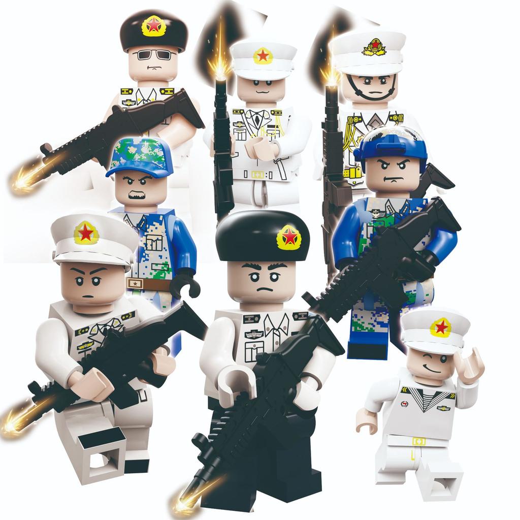 Sea, Land And Air Building Block Dolls Chinese Modern Military Dolls Assembled Boys Educational Toys