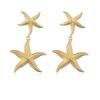 HECHENG, Shell Textured Starfish Metal 18K Gold Plated Earrings Summer Beach Holiday Glamour Jewellery Holiday Summer Jewellery