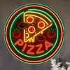 D Plochý hliníkový nápis na pizzu v retro neonovém kovovém nástěnném umění Dekorace pro restauraci Bar Kavárnu
