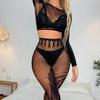 European and American style hollow-out tight-fitting long-sleeve lingerie for online celebrity street photography and nightclub games W603