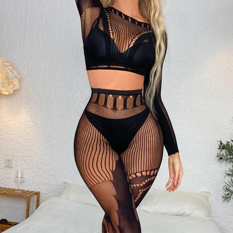 European and American style hollow-out tight-fitting long-sleeve lingerie for online celebrity street photography and nightclub games W603