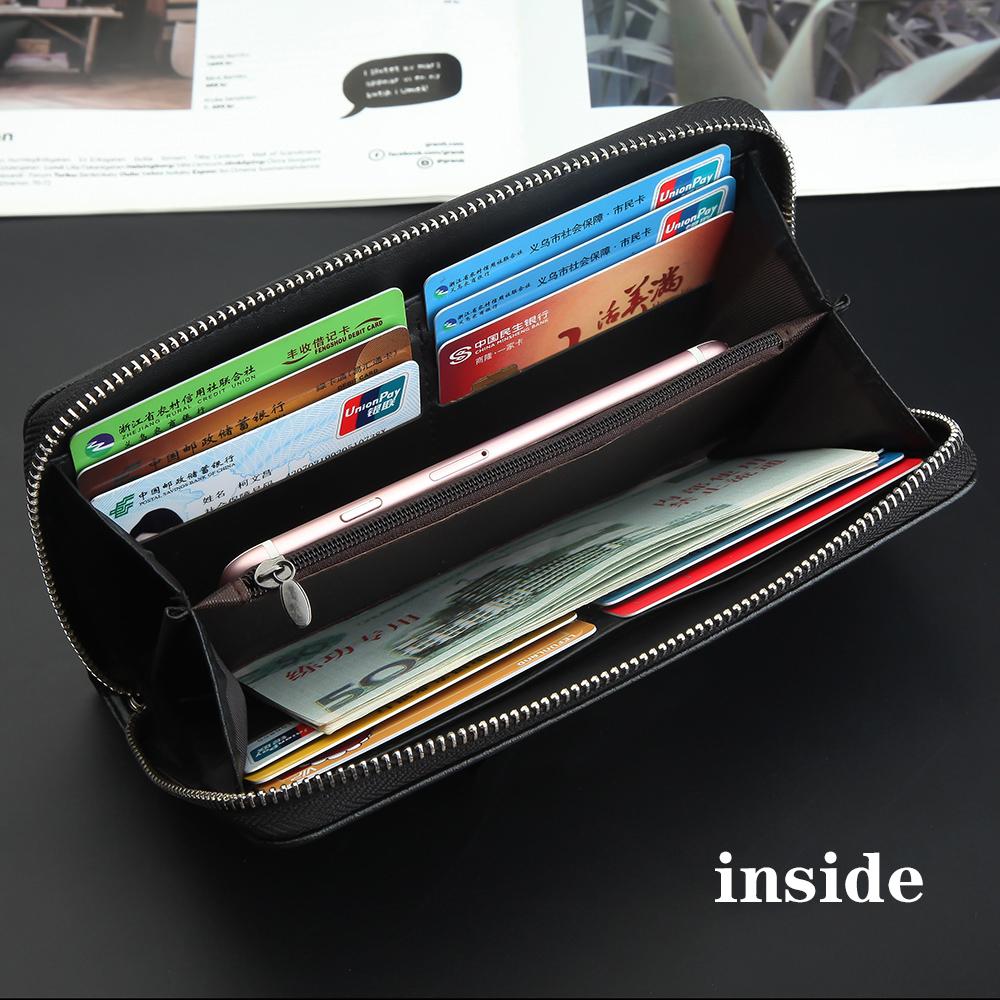 Velkokapacitní pánská business peněženka s mnoha přihrádkami na karty, kapsou na mobilní telefon, pánská dlouhá peněženka, měkká PU kůže, ruční taška