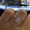Princess Ring Jewelry With Cubic Zirconia Geometric Design For Engagement And Wedding