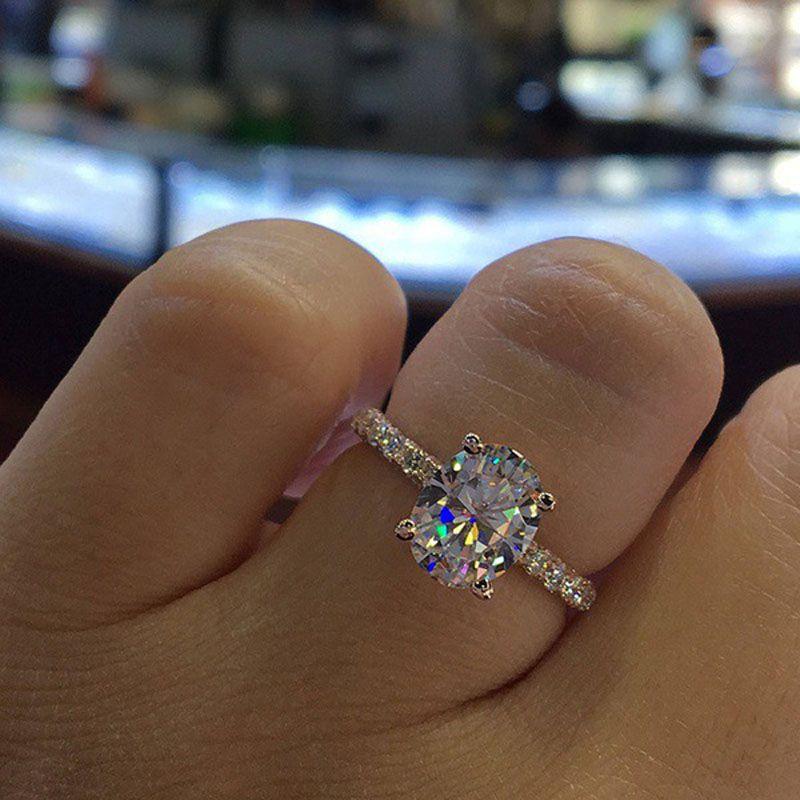 Princess Ring Jewelry With Cubic Zirconia Geometric Design For Engagement And Wedding
