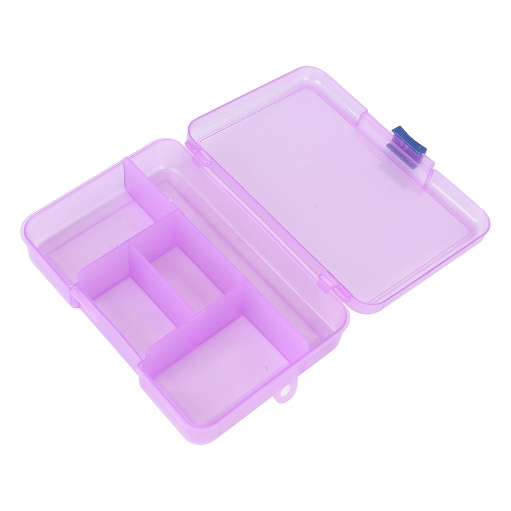 Grid Organizer Box Purple Sliding Buckle 5 Compartments Storage Container for Finger Ring Earrings Fake Nails