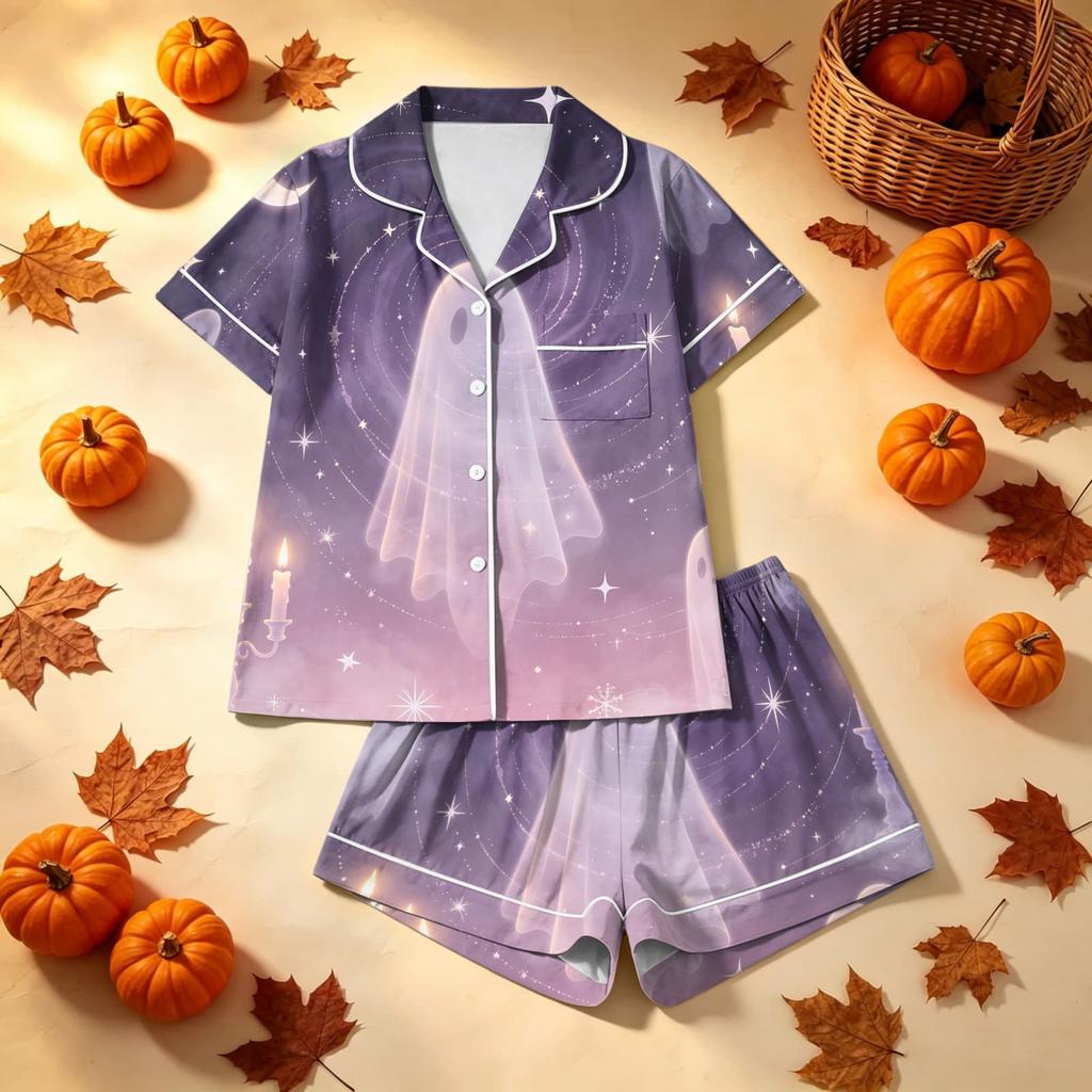 Women's Halloween Print Pajama Set Comfortable Casual Wear Two-Piece Sleepwear