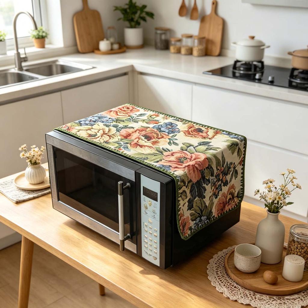 30x90cm Home Decor Linen Cotton Microwave Oven Anti Dust Protective Cover