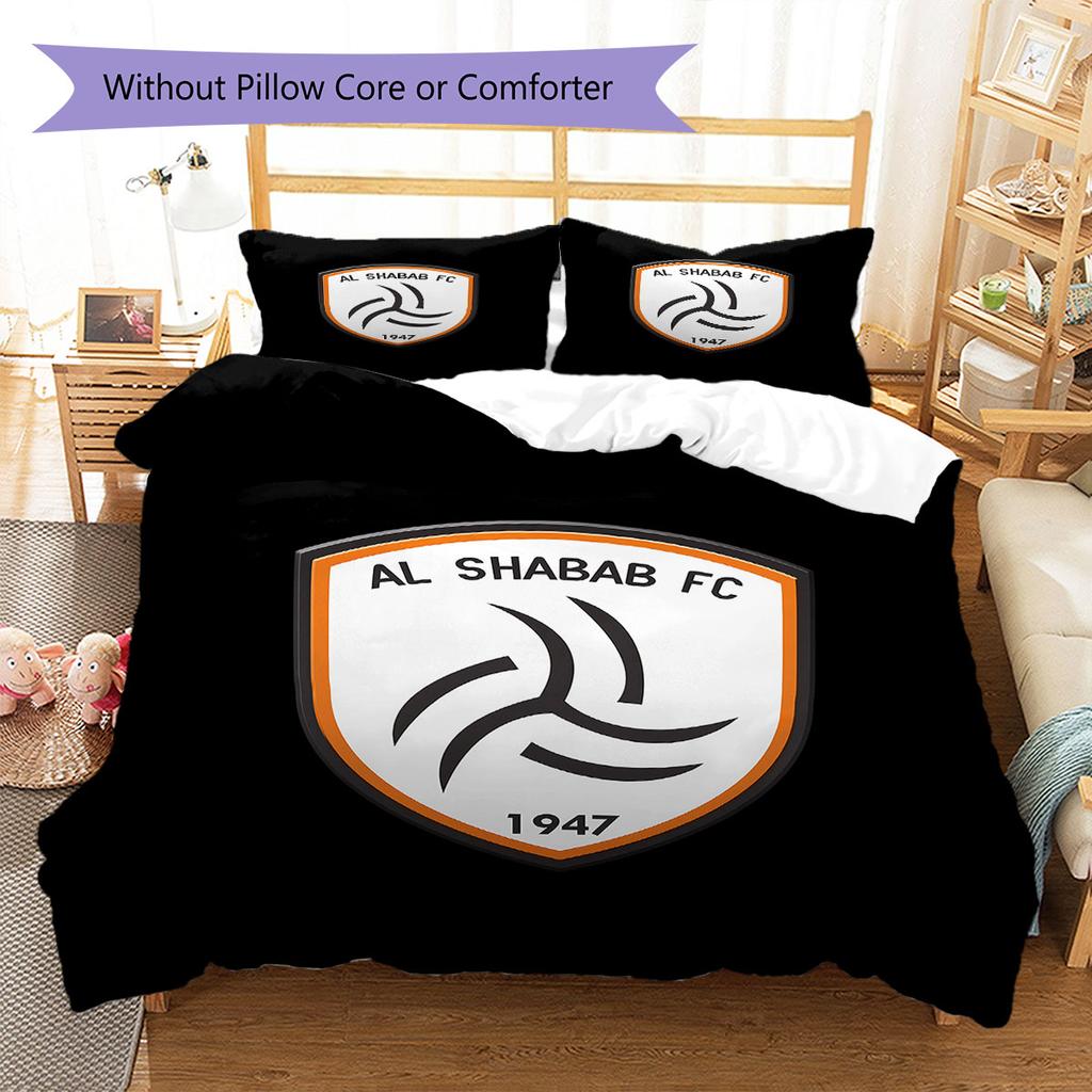 Al-Shabab FC Pattern Bedding,Quilt Set Quilt Cover Pillowcase Home Birthday Gift(1 * duvet cover + 2 * pillowcase, without core)