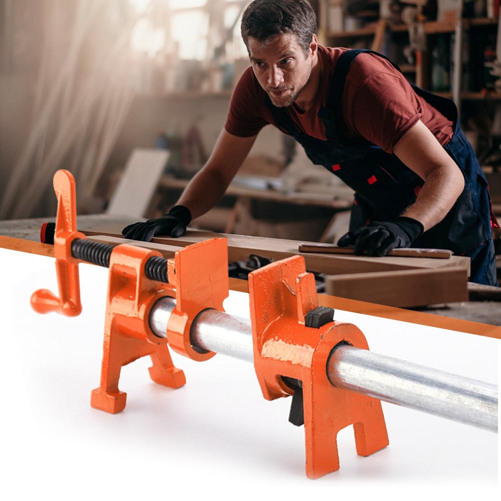 3/4in Wood Gluing Pipe Clamp Set Quick Release Pipe Clamp Tools Heavy Duty Metal Pipe Clamp Ergonomic for Woodworking Carpentry