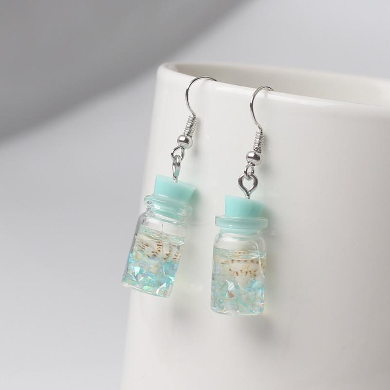 Cute Acrylic Pendants Hook Earrings Sequins Beer Bottle Women Dangle Earrings Korean Fashion Bear Small Earrings Pendientes