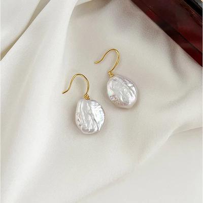 Hengsheng 925 Silver Drop Earrings Baroque Shape 100% Freshwater Pearl Earrings for Women New Arrivals