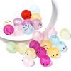 Acrylic Frosted Sugar Fruit Color Rubber Smiley Face Beads, 50 Pcs, DIY Bracelet Charms