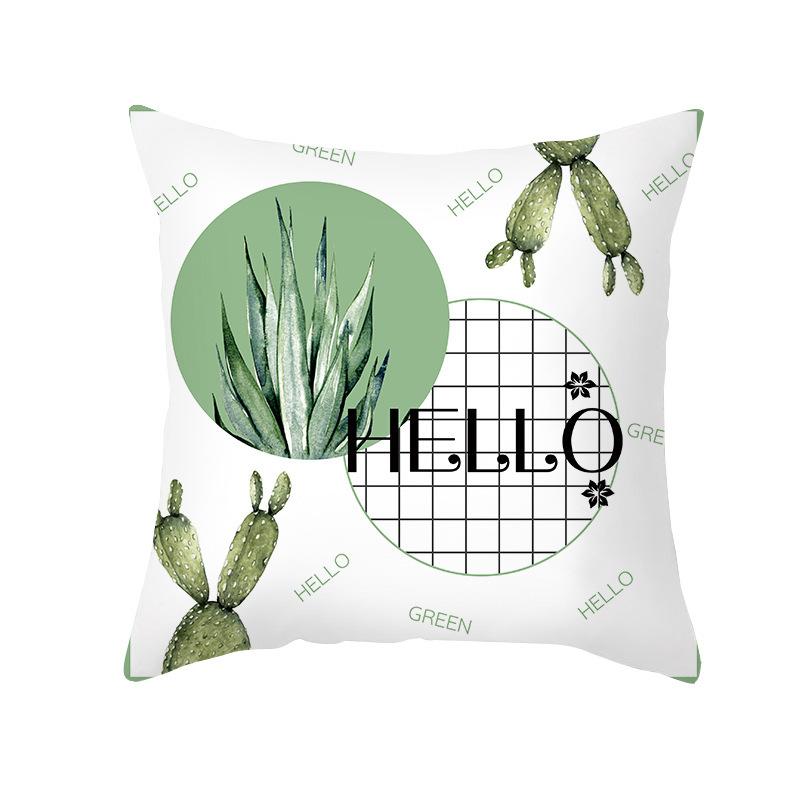 Ins Pillow Cover Nordic Summer Green Plants Office Waist Backrest Home Decoration Pillow Cover Ins Style