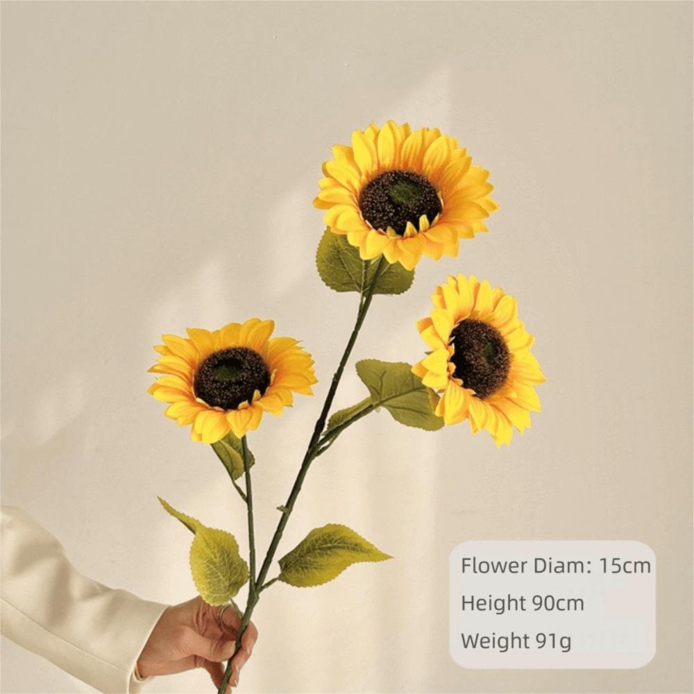 Silk Artificial Sunflower Long Stem Decorative Sunflower Fake Flowers Bouquet Table Centerpiece
