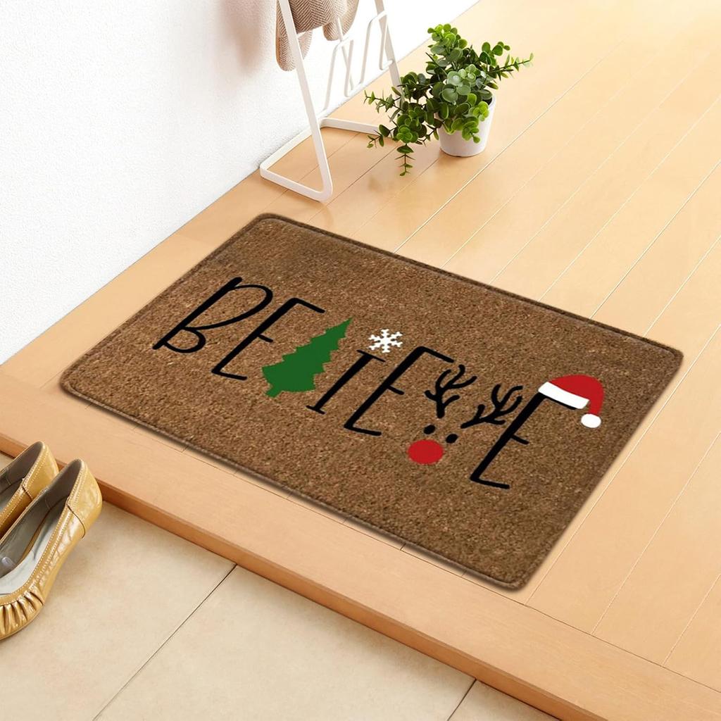 Christmas Decorative Front Door Rug Indoor Outdoor Non-Slip Mat Home Garden Entrance Welcome Doormat