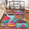 Colorful Cupcake and Dessert Pattern Carpet for Living Room Decor Suitable for use as an anti-slip for living room bedroom sofas