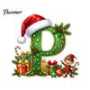 Holiday Tree Hanging Decor Personalized 26 Alphabet Christmas Ornament with Santa Hat Elf Design, Acrylic Cute Pendant for Mantel And Party