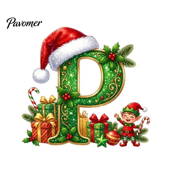 Holiday Tree Hanging Decor Personalized 26 Alphabet Christmas Ornament with Santa Hat Elf Design, Acrylic Cute Pendant for Mantel And Party