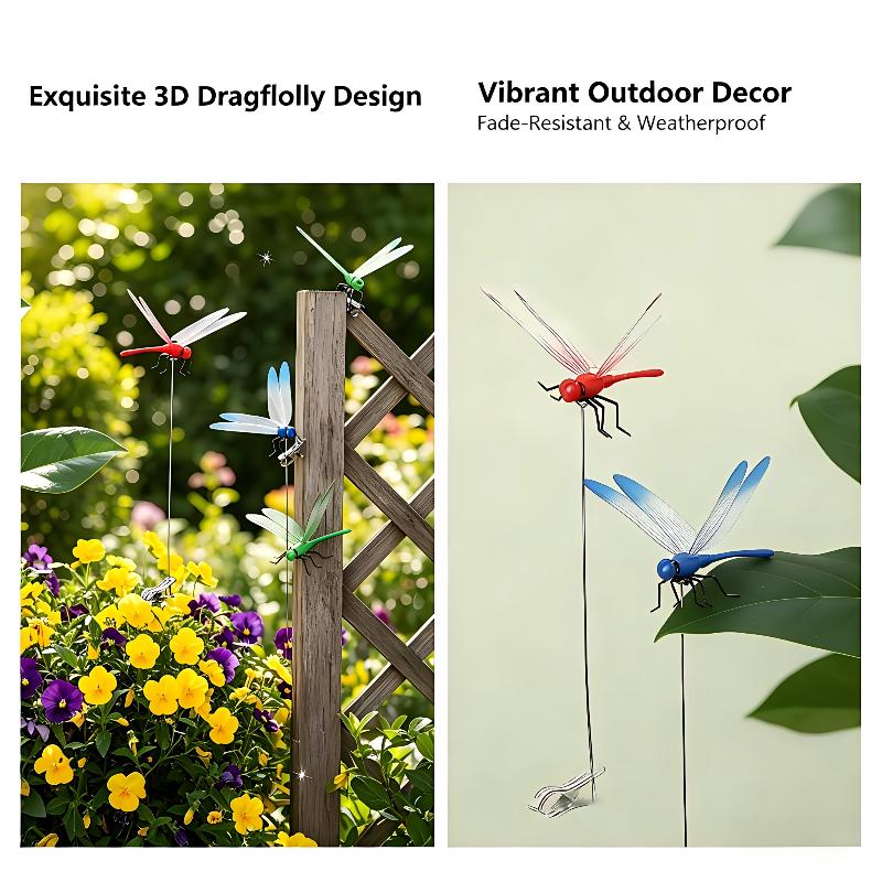 Dragon Fly Clips For Bugs Repellent, 3D Dragonfly Garden Stakes Decor - Dragonfly Clips To Keep Bugs Away, For Outdoor Garden