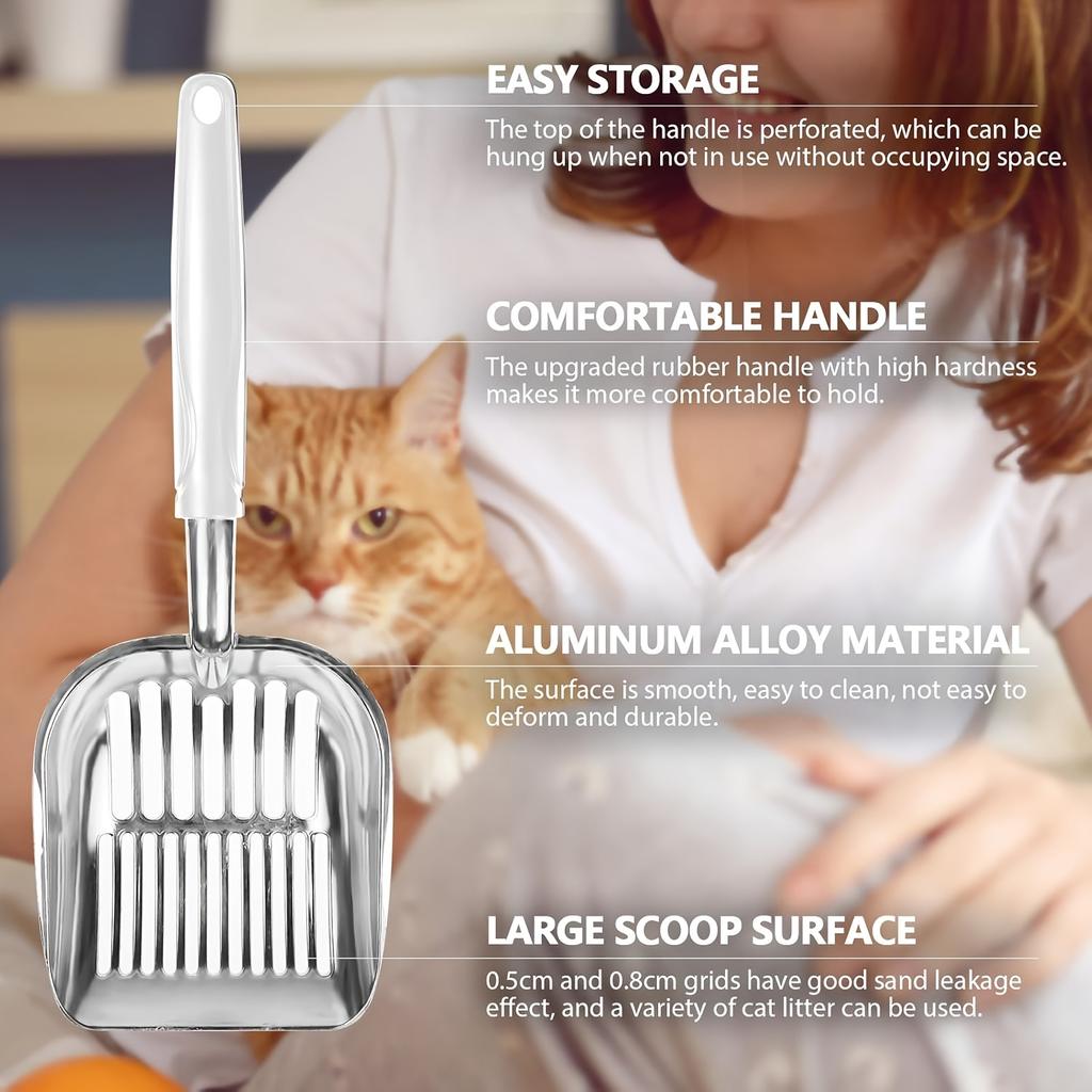 Cat Litter Shovel, Long-handled Cat Shovel, Aluminum Alloy Screen Metal Shovel,feces Screen,net Shovel,metal Cat Litter Shovel,cat Litter Basin Shovel