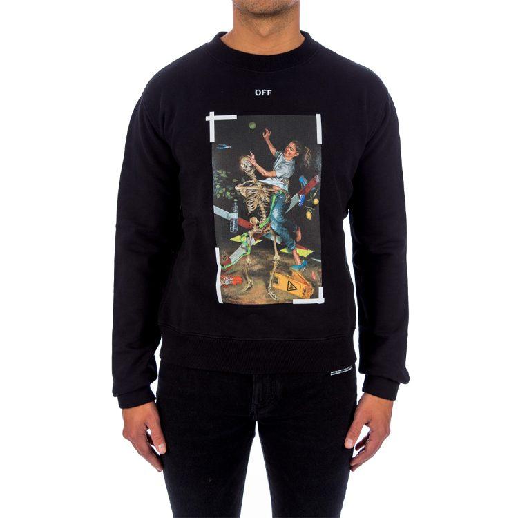 OFF WHITE FW20 Sweatshirts Men's Black Crew Neck Moderate Regular OMBA025F20FLE0121001