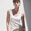 Linen French Style UK Spaghetti Strap Cotton Top Cami Sexy White U Collar Thread Export Brown