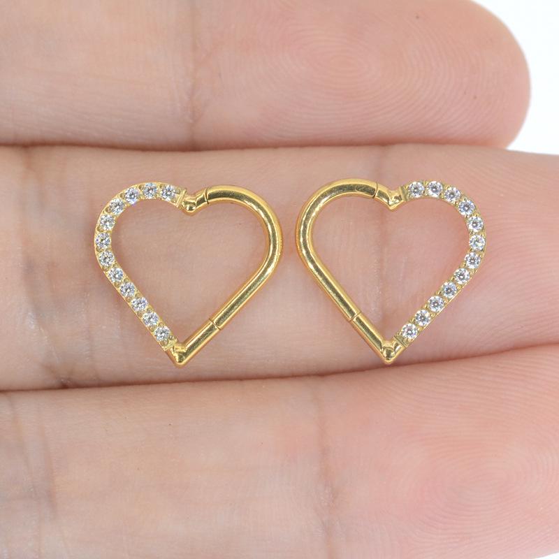 Titanový piercing do nosu ve tvaru srdce G23 - Bezešvé náušnice pro piercing těla