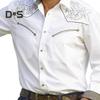 Men Spring Shirt Vintage Western Cowboy Print Single-breasted Slim Fit Long Sleeve Turn-down Collar Buttons Streetwear Casual Business Cardigan Shirt