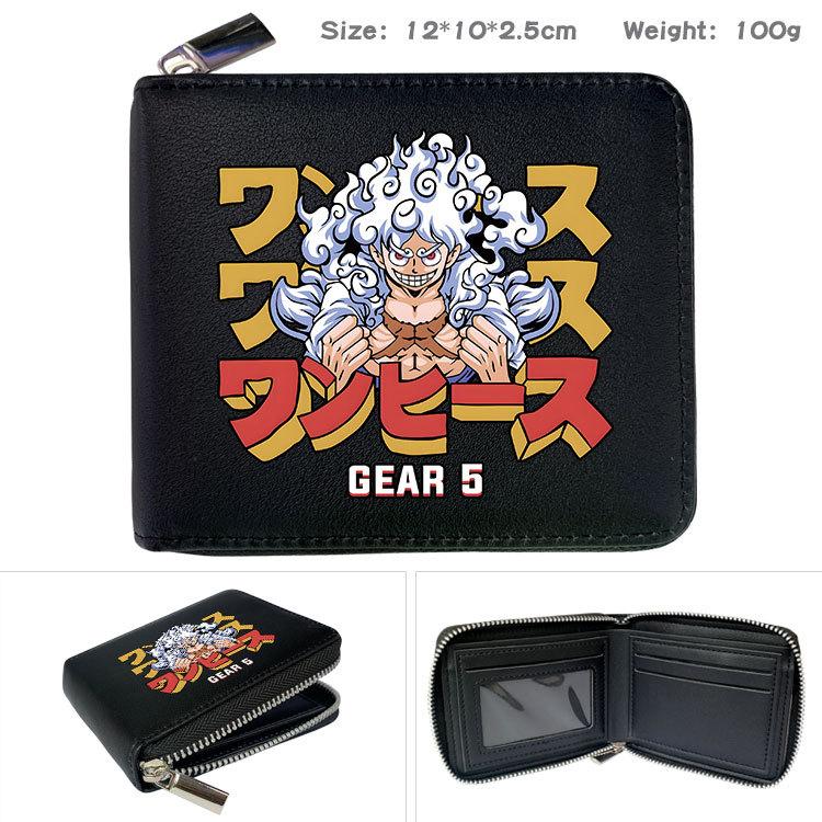 One Piece Anime Reißverschluss PU Geldbörse Luffy Aufdruck Kurzes Münzfach Kartenhalter