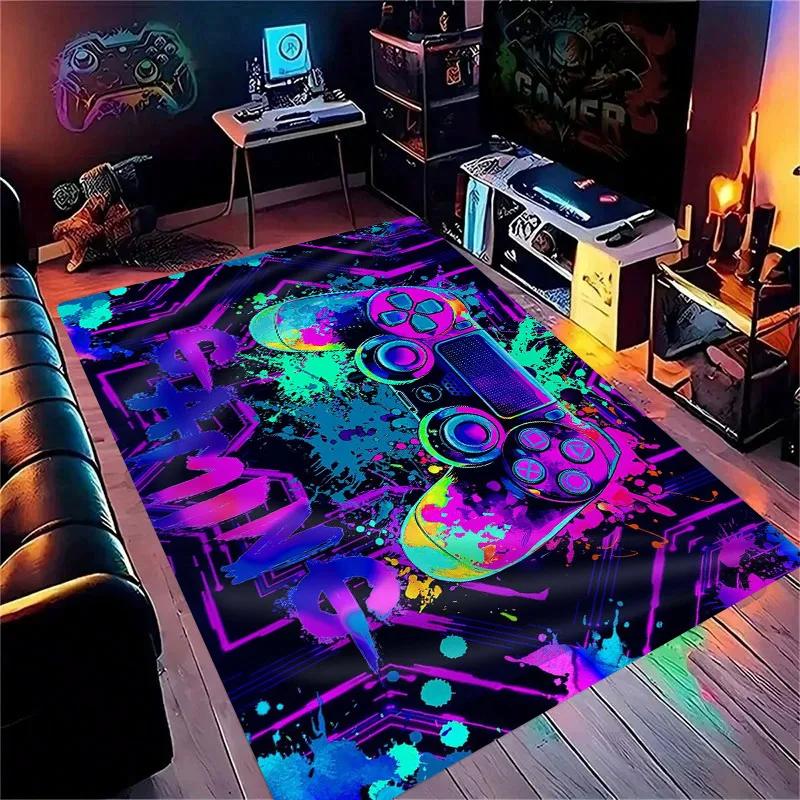 Gaming for Boys Room Gamer Casual Carpet with Controller Design Rug for Game Room Bedroom Decor Machine Washab Mat