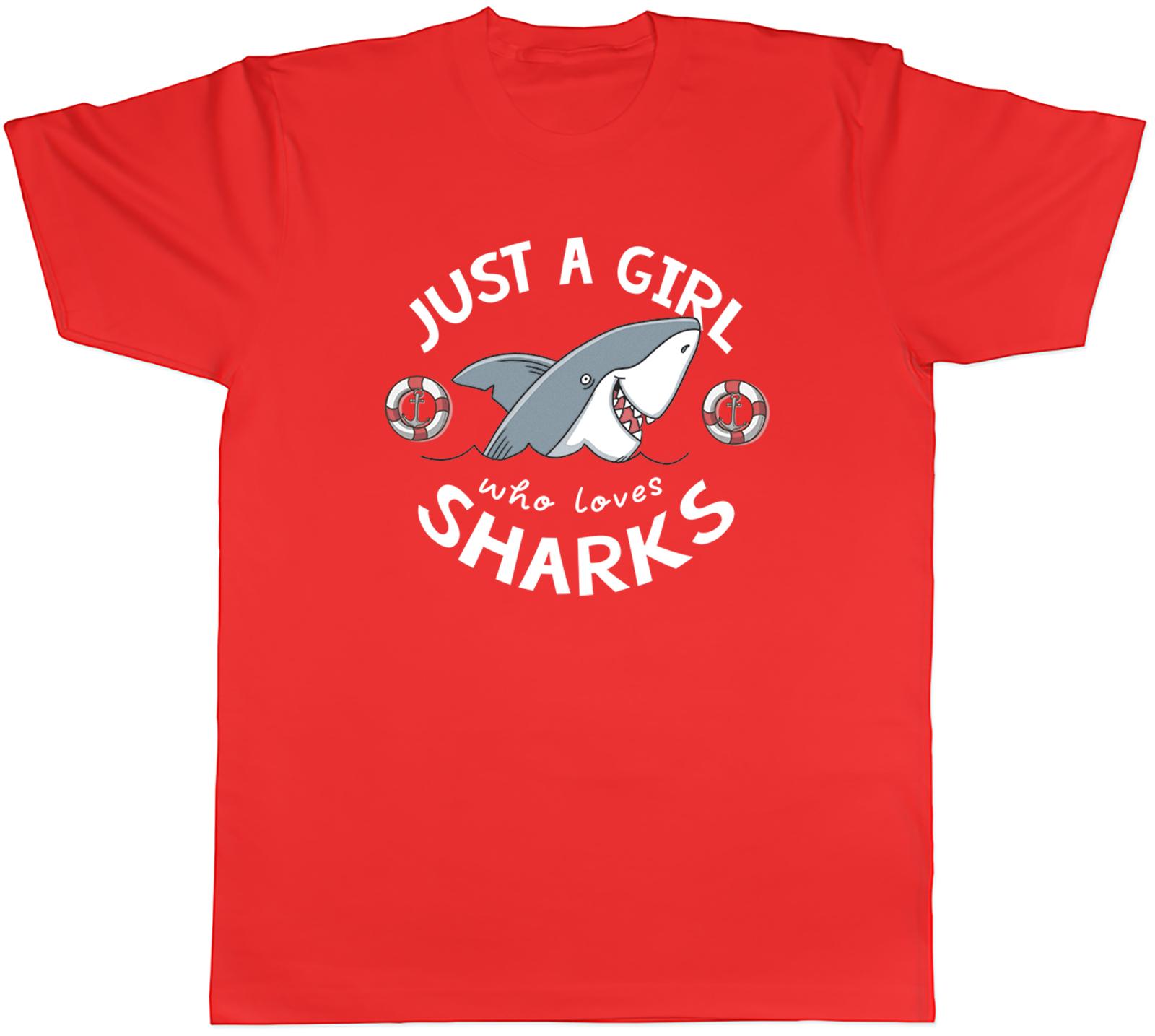 Girl Who Loves Sharks Unisexs TShirt Sea Fish Ocean Tee Gift S