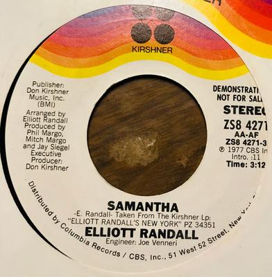 7-Zoll Schallplatte ELLIOTT RANDALL - Samantha ZS84271 Kirshner 1977 Kanada Soul/Funk Gebraucht