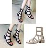 Summer Women Rome Sandals With Open Toe Block Heel And Back Zipper For Casual Wear